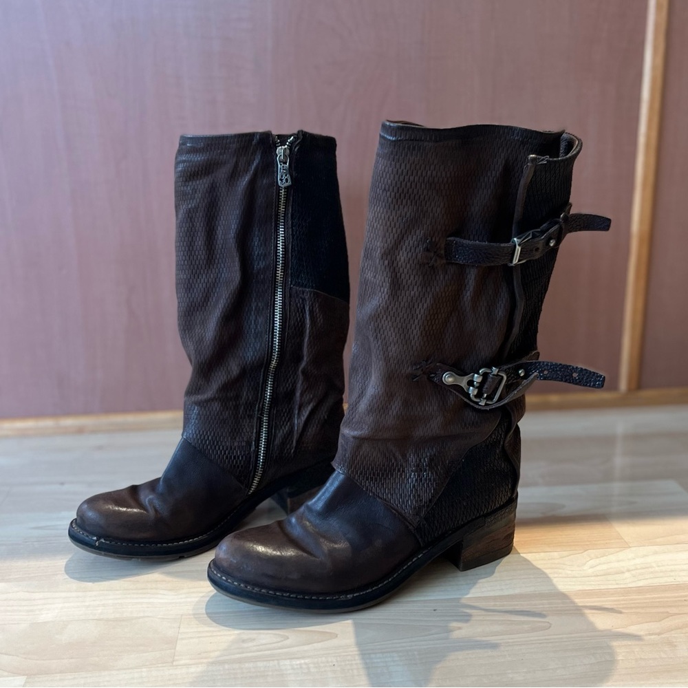 AS 98 brown leather heeled boots